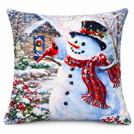 Perne și pilote - Pernă decorativă de Crăciun 40x40 cm cu Om de Zăpadă PPC06