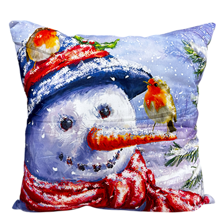 Perne și pilote - Pernă decorativă de Crăciun 40x40 cm cu om de zăpadă PPC02