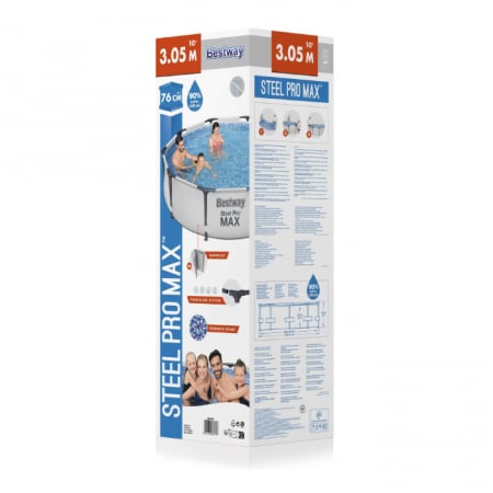 Camping și curte - Piscină rotundă cadru metalic 4678 litri Bestway Steel Pro Max 305x76 cm