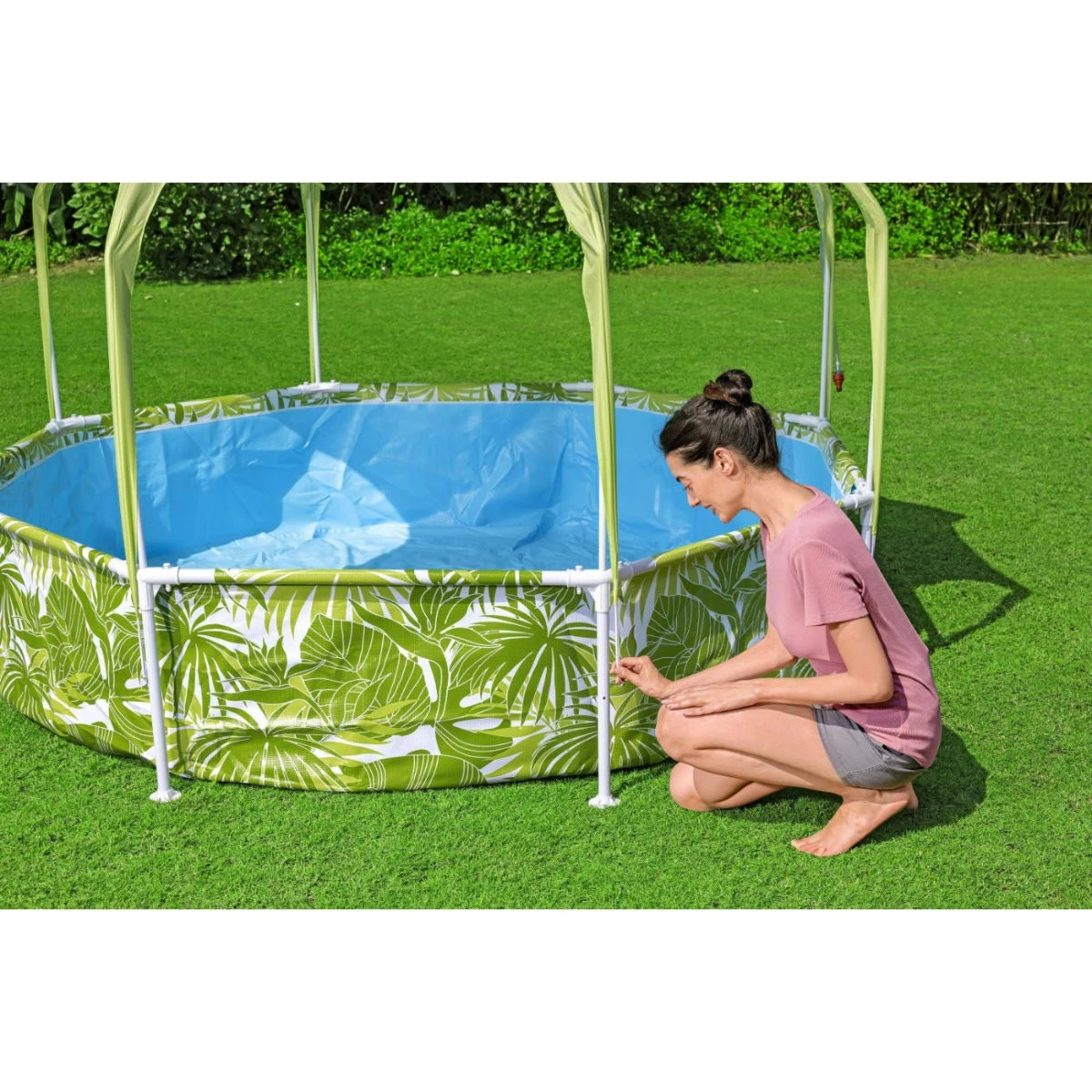 Camping și curte - Piscină pentru copii cu parasolar protecție UV 1688 litri Bestway 244x51 cm