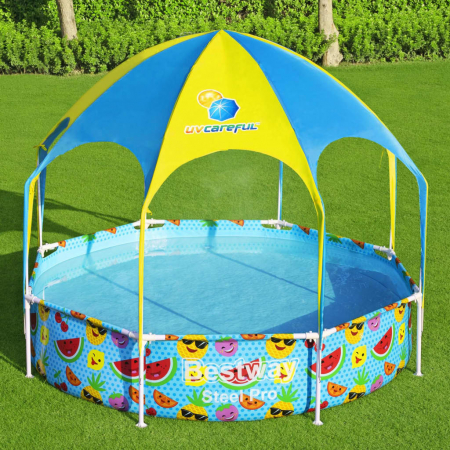 Camping și curte - Piscină pentru copii cu parasolar protecție UV 1688 litri Bestway 244x51 cm