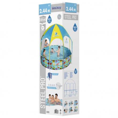 Piscină pentru copii cu parasolar protecție UV 1688 litri Bestway 244x51 cm [8]