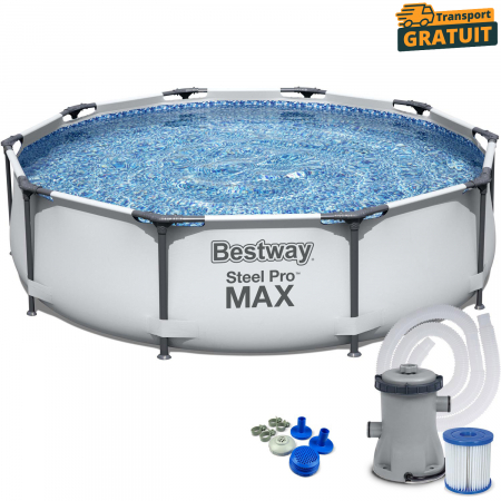 Camping și curte - Piscină rotundă cadru metalic 4678 litri Bestway 305x76 cm cu pompă și flitru incluse