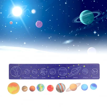Pentru copii - Puzzle din lemn incastru Sistemul Solar JC43