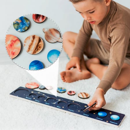 Pentru copii - Puzzle din lemn incastru Sistemul Solar JC43