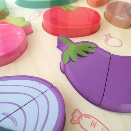 Jucării - Puzzle din lemn magnetic de feliat legume JC61