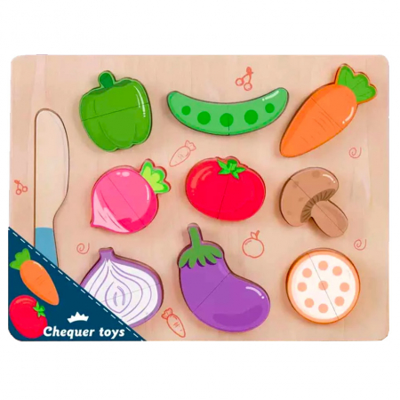 Jucării - Puzzle din lemn magnetic de feliat legume JC61