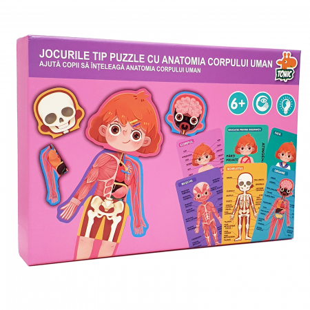 Pentru copii - Puzzle educativ din lemn corpul uman fetiță în limba română JC64