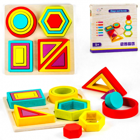 Jucării - Puzzle logic din lemn Shape and ferrule JC32