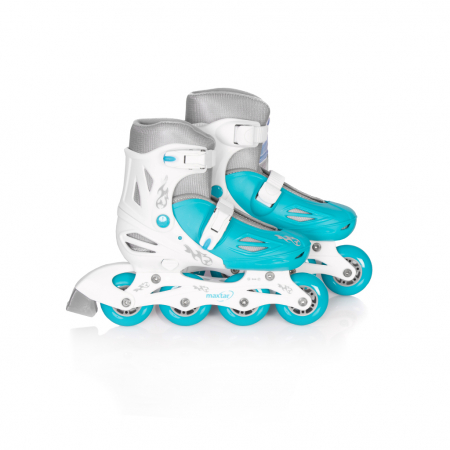 Role și skateboard - Role Maxtar Azzuro, mărimea 30-33 alb/turcoaz, mărime ajustabilă