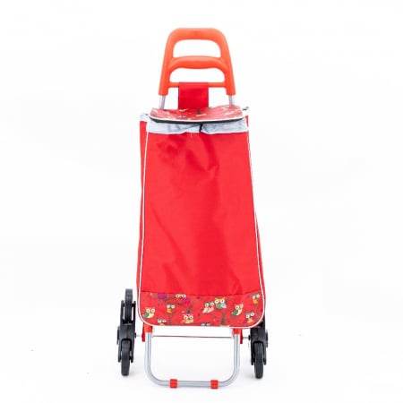 Cărucioare piață - Sacoşă de piaţă cu cărucior, 3 roţi, 38 L, Roşu