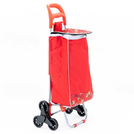 Cărucioare piață - Sacoşă de piaţă cu cărucior, 3 roţi, 38 L, Roşu