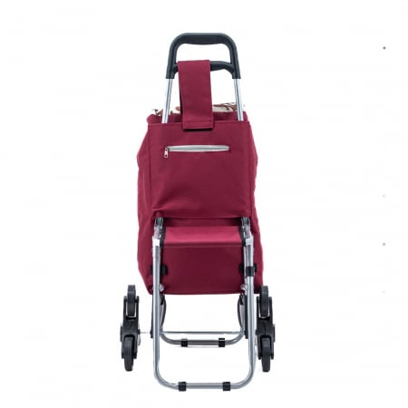 Cărucioare piață - Sacoşă de piaţă cu cărucior, scaun, 3 roţi, 32 L, Vişiniu