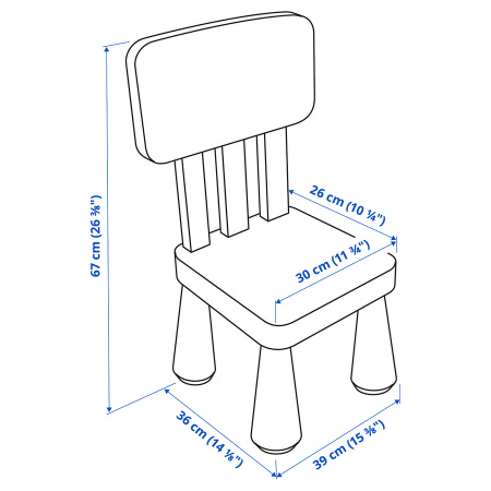 Mobilier - Scăunel din plastic cu spătar, 67x39x36 cm, albastru, MC34