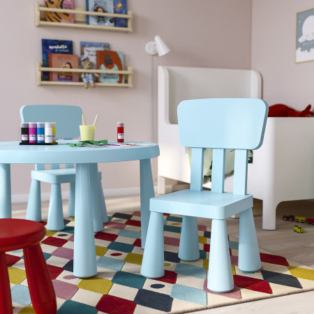 Mobilier - Scăunel din plastic cu spătar, 67x39x36 cm, albastru, MC34