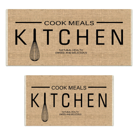 Covoare antiderapante - Set covoare bucătărie antiderapante, 2 piese, model text bucătărie