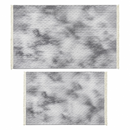 Covoare antiderapante - Set 2 covoare bucătărie, antiderapante, Welsoft Plus, abstract, gri, CBU424