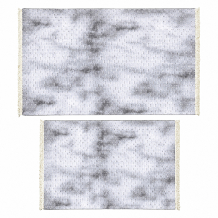 Covoare antiderapante - Set 2 covoare bucătărie, antiderapante, Welsoft Plus, abstract, gri, CBU424