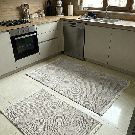 Covoare antiderapante - Set 2 covoare bucătărie antiderapante, Welsoft, acolade, gri