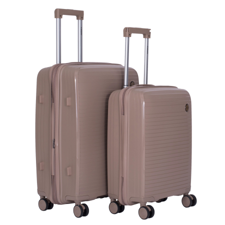 Set 2 trolere M+S, Polipropilenă flexibilă anti-casabilă, 4 roți, bej [0]