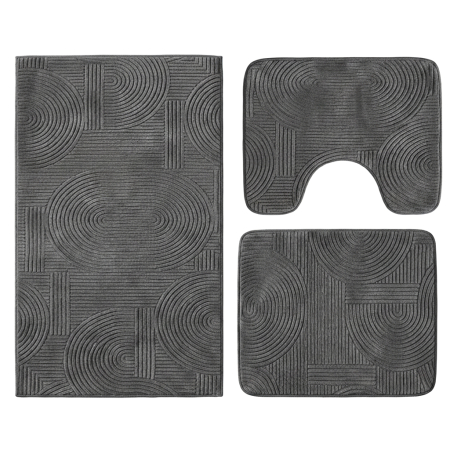 Covoare baie - Set covoare baie antiderapante, 3 piese, design modern cu acolade
