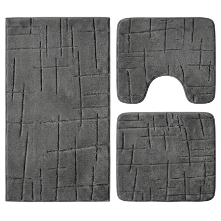 Covoare baie - Set covoare baie antiderapante, 3 piese, design modern crestat