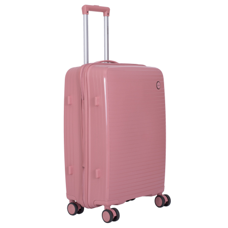 Set 3 trolere L+M+S, Polipropilenă flexibilă anti-casabilă, 4 roți duble, roz [1]