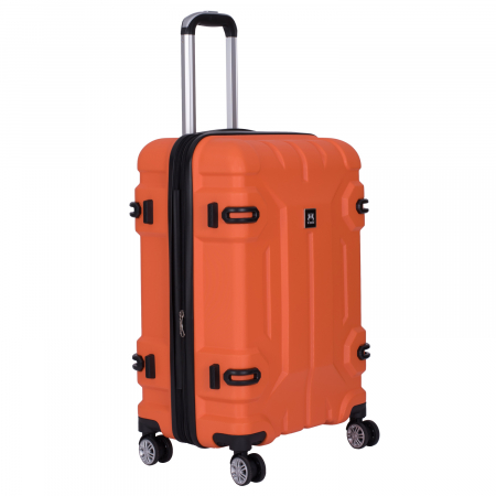 Trolere - Set 3 valize troler ABS, 4 roți, 3 dimensiuni, portocaliu, TRC314