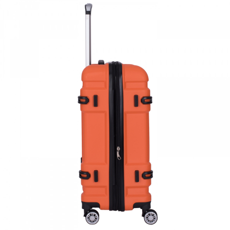 Trolere - Set 3 valize troler ABS, 4 roți, 3 dimensiuni, portocaliu, TRC314