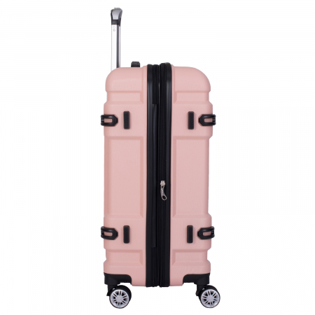 Trolere - Set 3 valize troler ABS, 4 roți, 3 dimensiuni, roz, TRC315