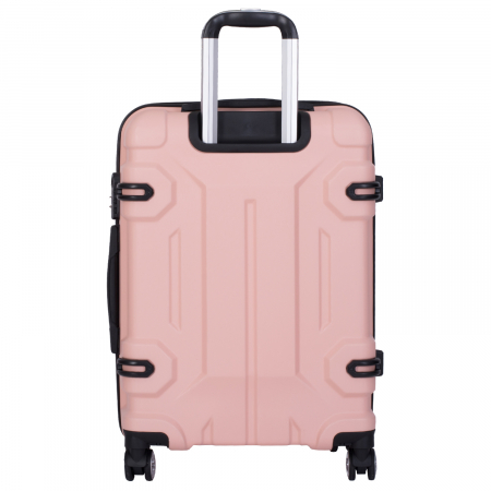 Trolere - Set 3 valize troler ABS, 4 roți, 3 dimensiuni, roz, TRC315