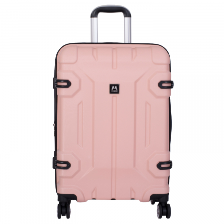 Trolere - Set 3 valize troler ABS, 4 roți, 3 dimensiuni, roz, TRC315
