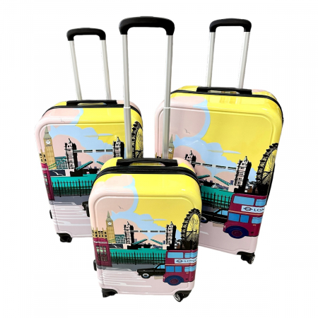 Trolere - Set 3 valize troler ABS, 4 roți, Londra, 3 dimensiuni, TRC51