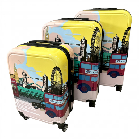Trolere - Set 3 valize troler ABS, 4 roți, Londra, 3 dimensiuni, TRC51