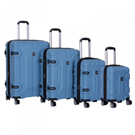 Trolere - Set 4 valize troler ABS, 4 roți, 4 dimensiuni, albastru, TRC210