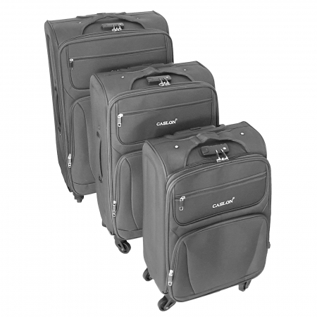 Trolere - Set 3 valize troler material textil, 4 roți, gri, 3 dimensiuni, TRC35