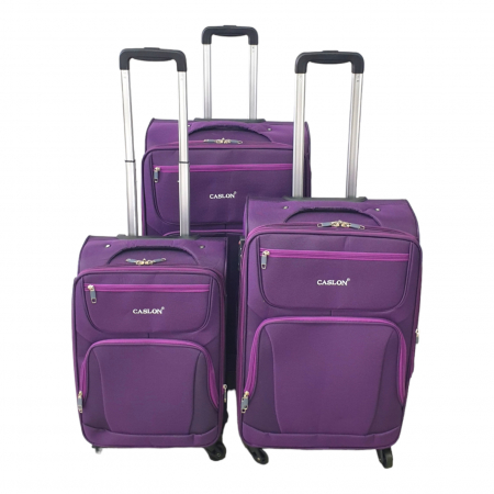 Trolere - Set 3 valize troler material textil, 4 roți, mov, 3 dimensiuni, TRC91