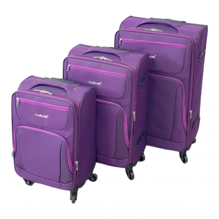 Trolere - Set 3 valize troler material textil, 4 roți, mov, 3 dimensiuni, TRC91