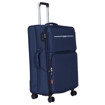 Trolere - Set 3 valize troler textil, bleumarin, 4 roți antișoc, 3 dimensiuni (S, M, L)