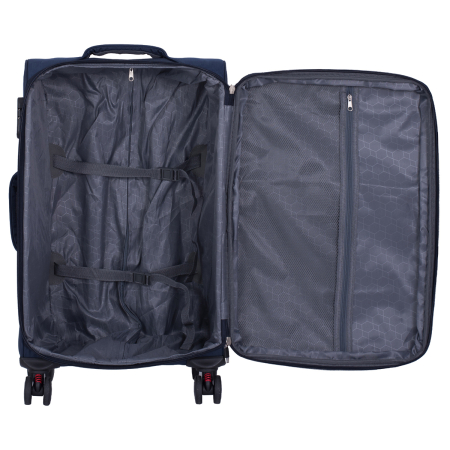 Set 3 valize troler textil, bleumarin, 4 roți antișoc, 3 dimensiuni (S, M, L) [11]