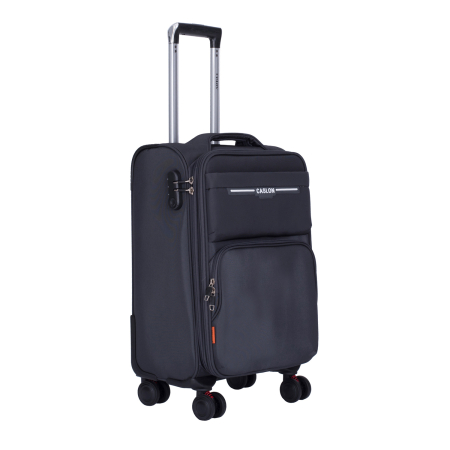 Trolere - Set 3 valize troler textil, gri, 4 roți antișoc, 3 dimensiuni (S, M, L)