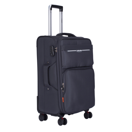 Trolere - Set 3 valize troler textil, gri, 4 roți antișoc, 3 dimensiuni (S, M, L)