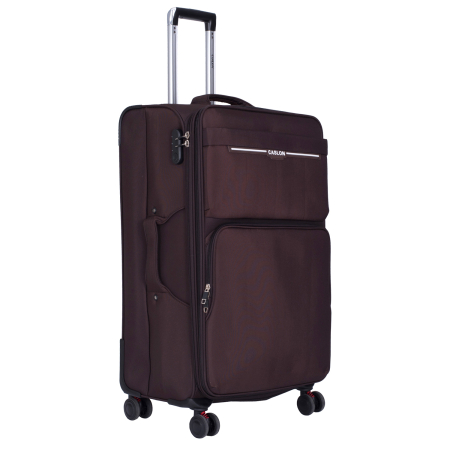 Trolere - Set 3 valize troler textil, maro, 4 roți antișoc, 3 dimensiuni (S, M, L)