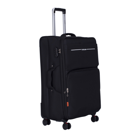Trolere - Set 3 valize troler textil, negru, 4 roți antișoc, 3 dimensiuni (S, M, L)