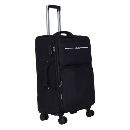 Trolere - Set 3 valize troler textil, negru, 4 roți antișoc, 3 dimensiuni (S, M, L)