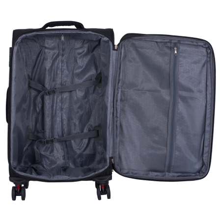 Set 3 valize troler textil, negru, 4 roți antișoc, 3 dimensiuni (S, M, L) [11]