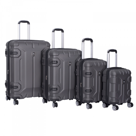 Trolere - Set 4 valize troler ABS, 4 roți, 4 dimensiuni, gri, TRC212