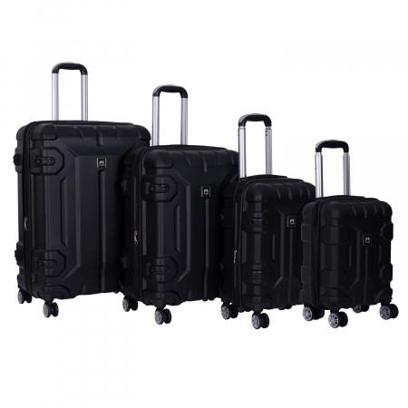Trolere - Set 4 valize troler ABS, 4 roți, 4 dimensiuni, negru, TRC213
