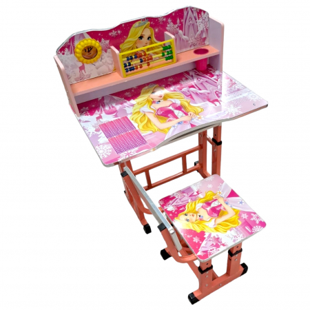 Pentru copii - Set birou cu scăunel, metalic + MDF, 69x45 cm, reglabil pe înălțime, MC06