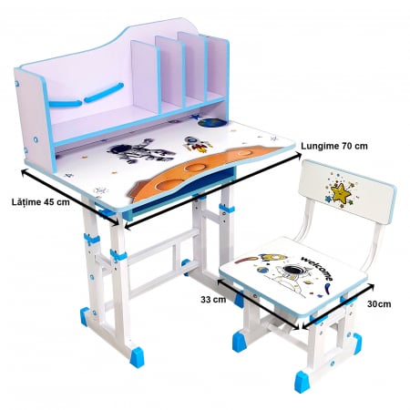Set birou cu scăunel, metalic + MDF, 69x45 cm, reglabil pe înălțime, MC08 [8]